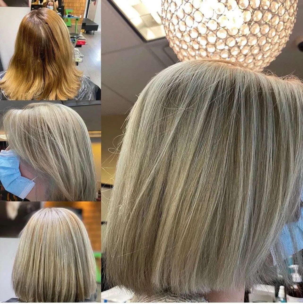 Blonde bob with highlights transformation